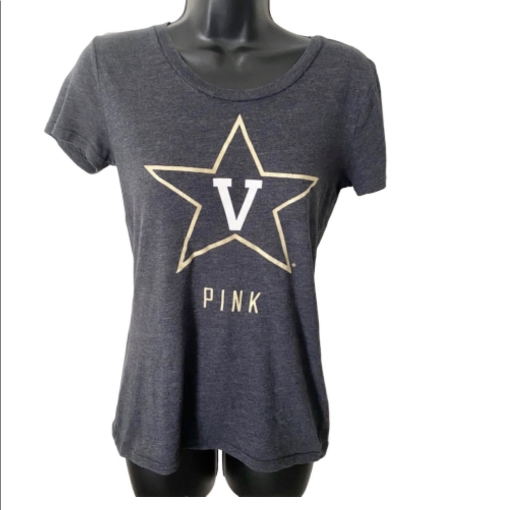 PINK Victoria's Secret Women's Grey Shirt Gold Star Size Small